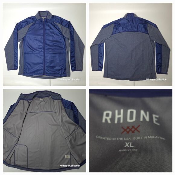 Rhone Tech Terry Full Zip Track Jacket Tasman Blue Gray Size XL With Back Pocket - Picture 1 of 14